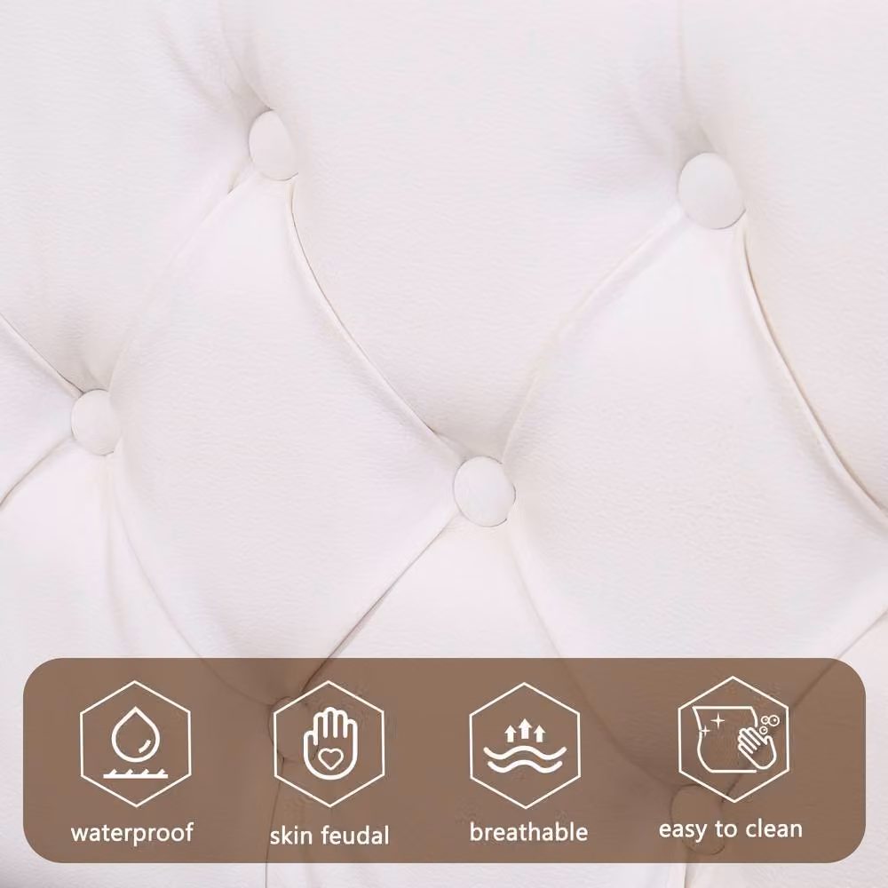 Merax White PU Leather King Size LED Ottoman Bed Frame, Upholstered Bed with Under-Bed Lighting, W/D/H: 150 x 200 cm – 8
