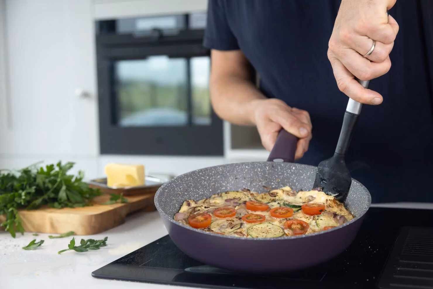 MasterClass Non-Stick Cast Aluminium Frying Pan, Purple, 28cm, Dishwasher Safe – 5