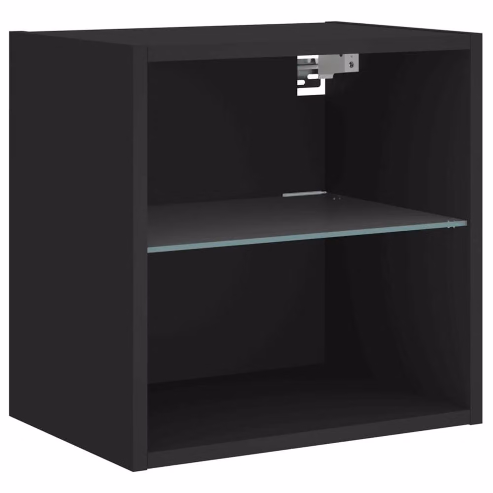 Berkfield Home Wall-mounted Bedside Cabinet with Integrated LED Lights in Black – 6