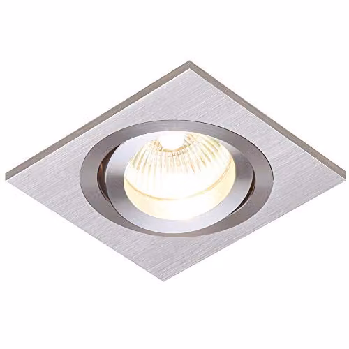 Loops Single Adjustable Tilt Slim Square Ceiling Spotlight in Silver with GU10 LED Holder