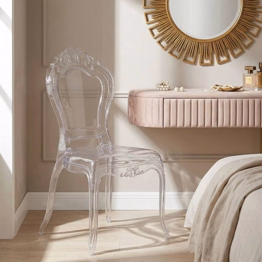 PAWNORA Transparent Plastic Vanity Chair in Clear – 2