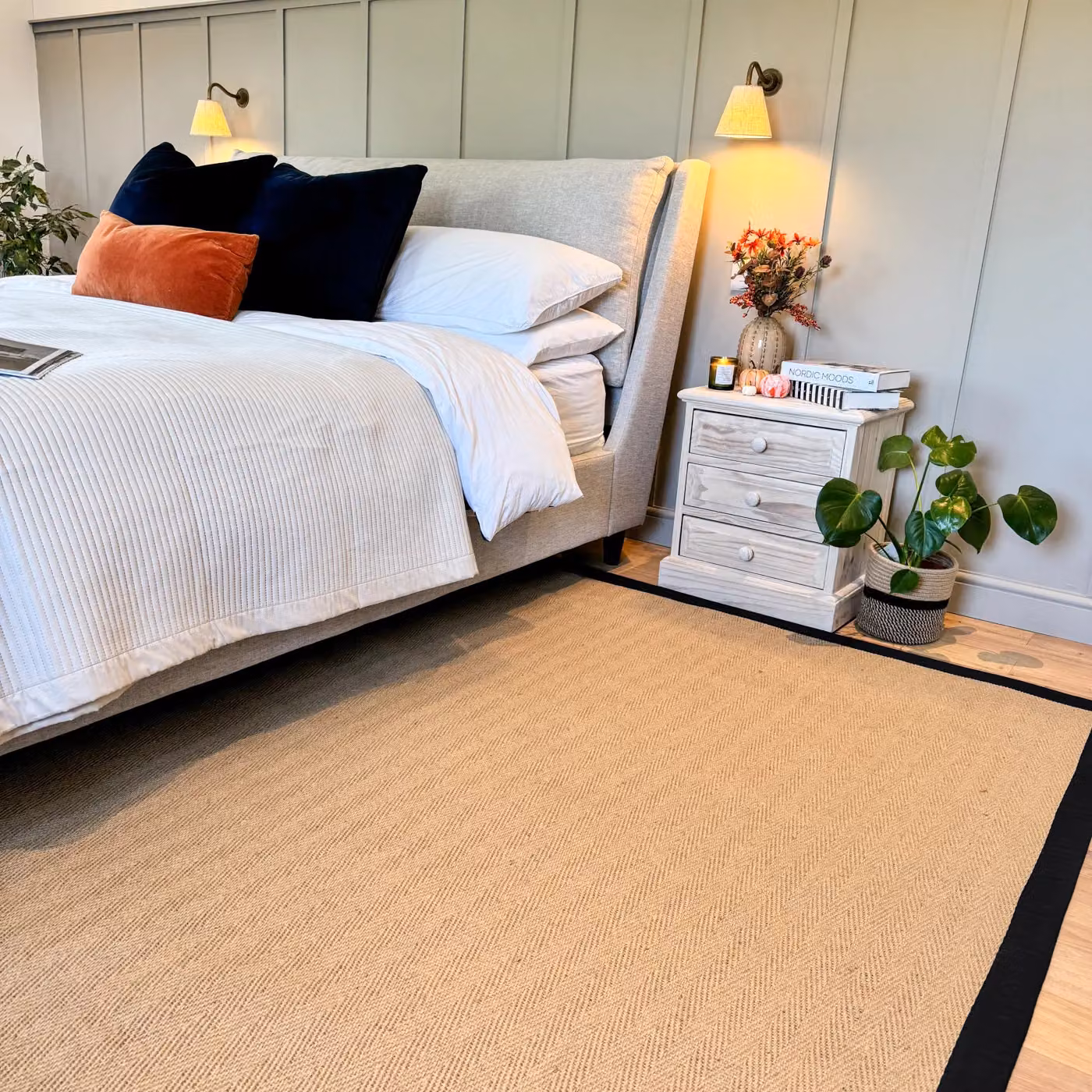 Kukoon Natural Golden Beige and Black Jute and Cotton Herringbone Pattern Area Rug, W: 200 cm, D: 290 cm – 2