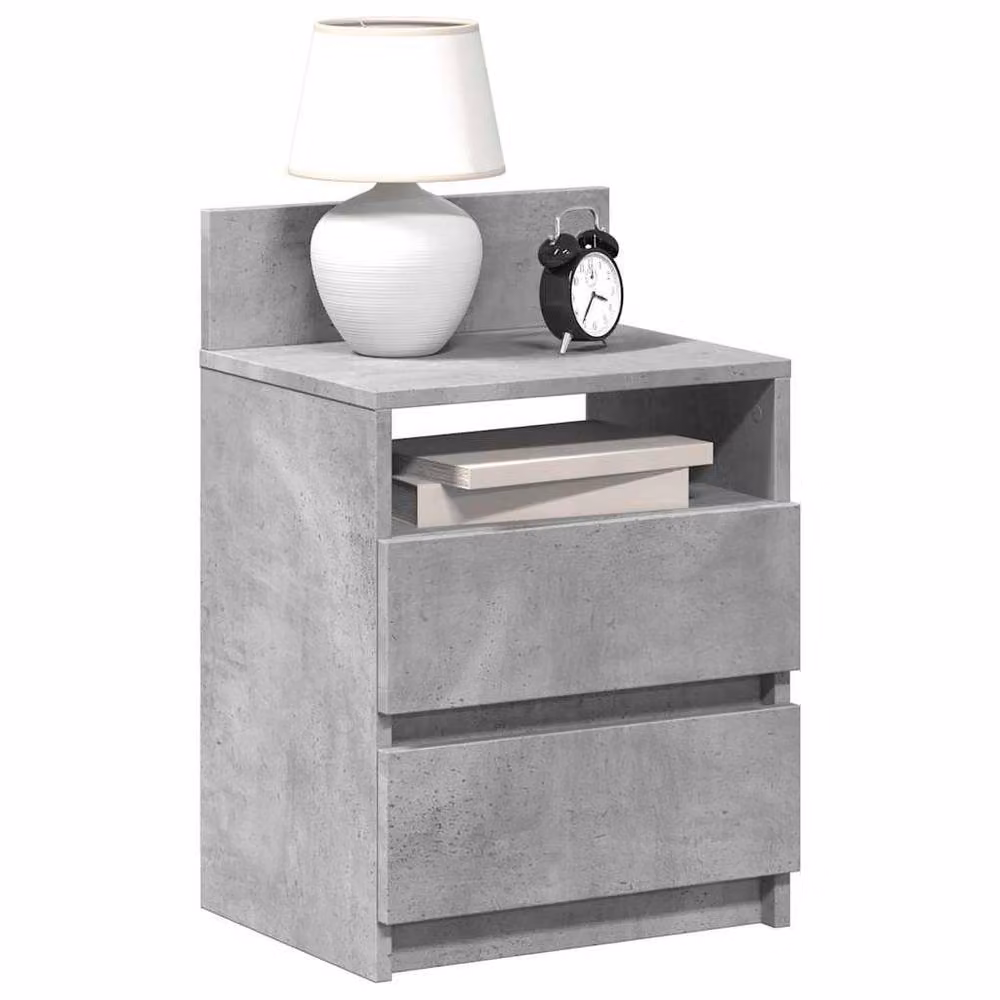 Berkfield Home Set of 2 Bedside Cabinets with 2 Drawers in Concrete Grey, W/D/H: 40 x 33 x 60 cm – 2