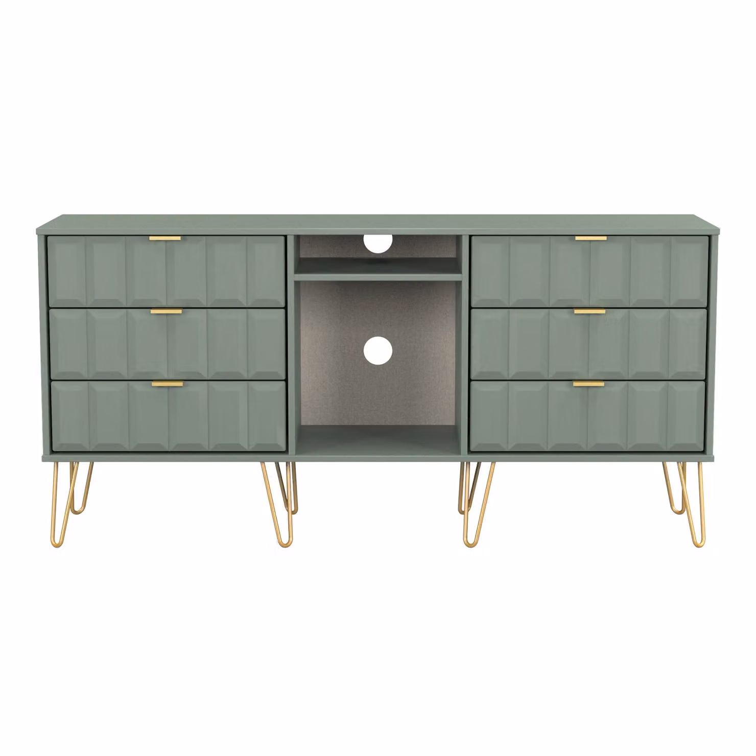 2 U Metro Ready Assembled 6 Drawer Sideboard in Pale Green and Gold – 2