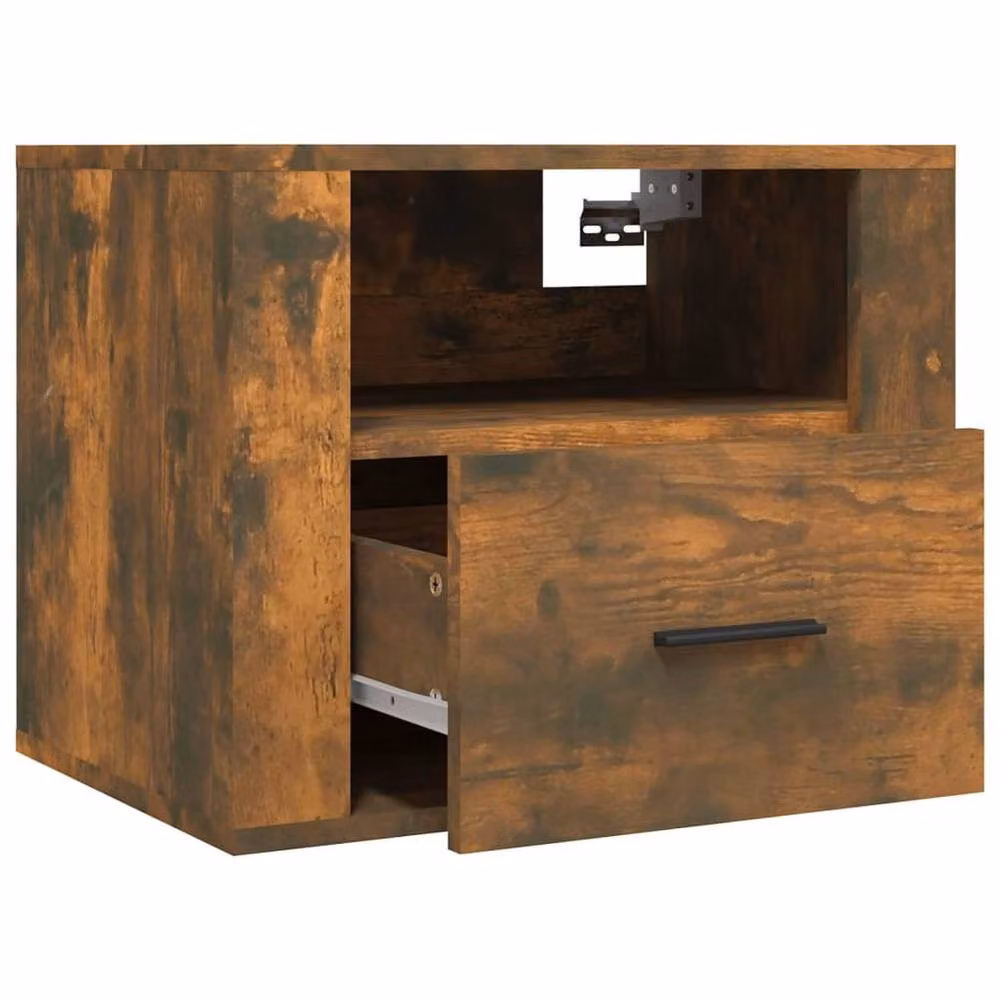 Berkfield Home Wall-mounted Bedside Cabinet in Smoked Oak Brown, W: 50 cm, D: 36 cm, H: 40 cm – 4