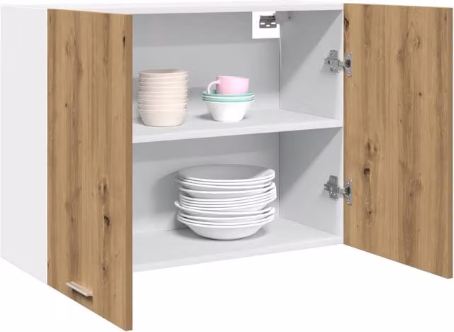 Berkfield Home Lyon Artisan Oak Hanging Kitchen Wall Unit, Brown, W: 80 cm, D: 31 cm, H: 60 cm