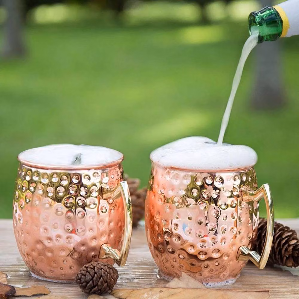 PAWNORA Set of 2 Bronze Copper Mugs, 530 ml – 3