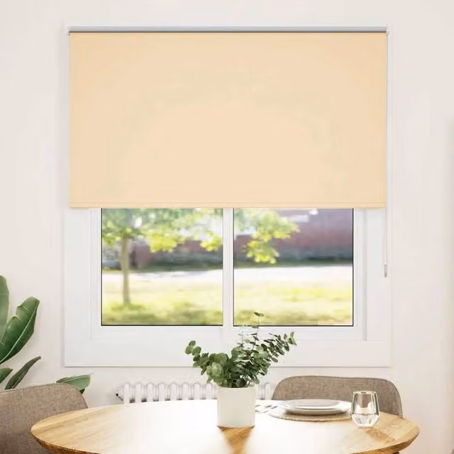 Berkfield Home Blackout Roller Blind in Beige, Thermal Insulating Polyester, W: 140 cm, H: 130 cm