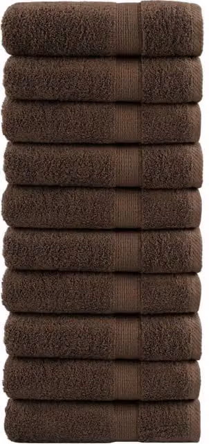 Berkfield Home SOLUND Premium Cotton Terry Hand Towels, Brown, 10 Pack, W: 50 cm, L: 100 cm, 600gsm