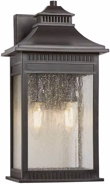 Netlighting Livingston 2 Light Coastal Wall Lantern in Imperial Bronze Finish with Transparent Glass and E14 Base