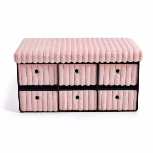 Gaveno Cavailia Pink Upholstered Storage Bench Box, W/D/H: 76 x 35 x 35 cm – 2