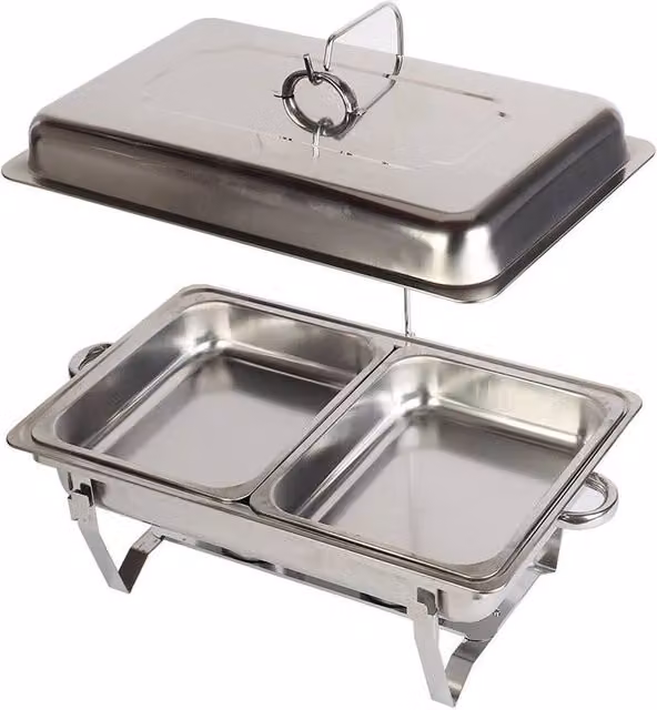 FLAVORA 11L 2 Tray Chafing Dish Food Warmer in Metallic Silver – 1