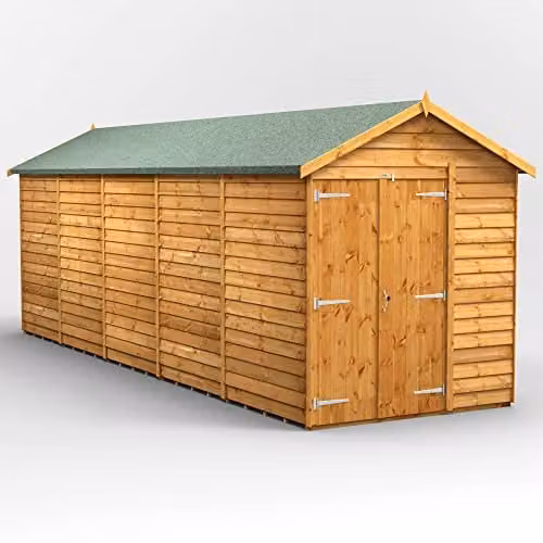 POWER Apex Overlap Wooden Shed with Double Door, Brown, W/D/H: 228.75 x 191.4 x 191.4 cm
