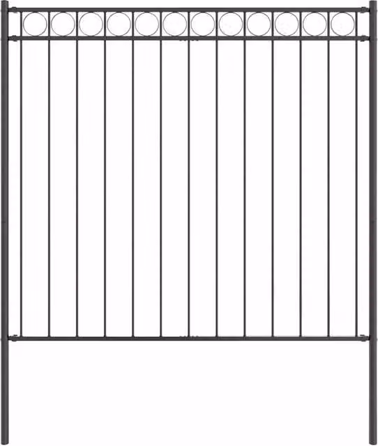 Berkfield Home Powder-Coated Steel Garden Fence, Grey, H: 170 cm, W: 120 cm