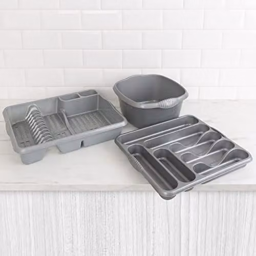 Wham Casa 3 Piece Plastic Kitchen Set in Silver and Grey