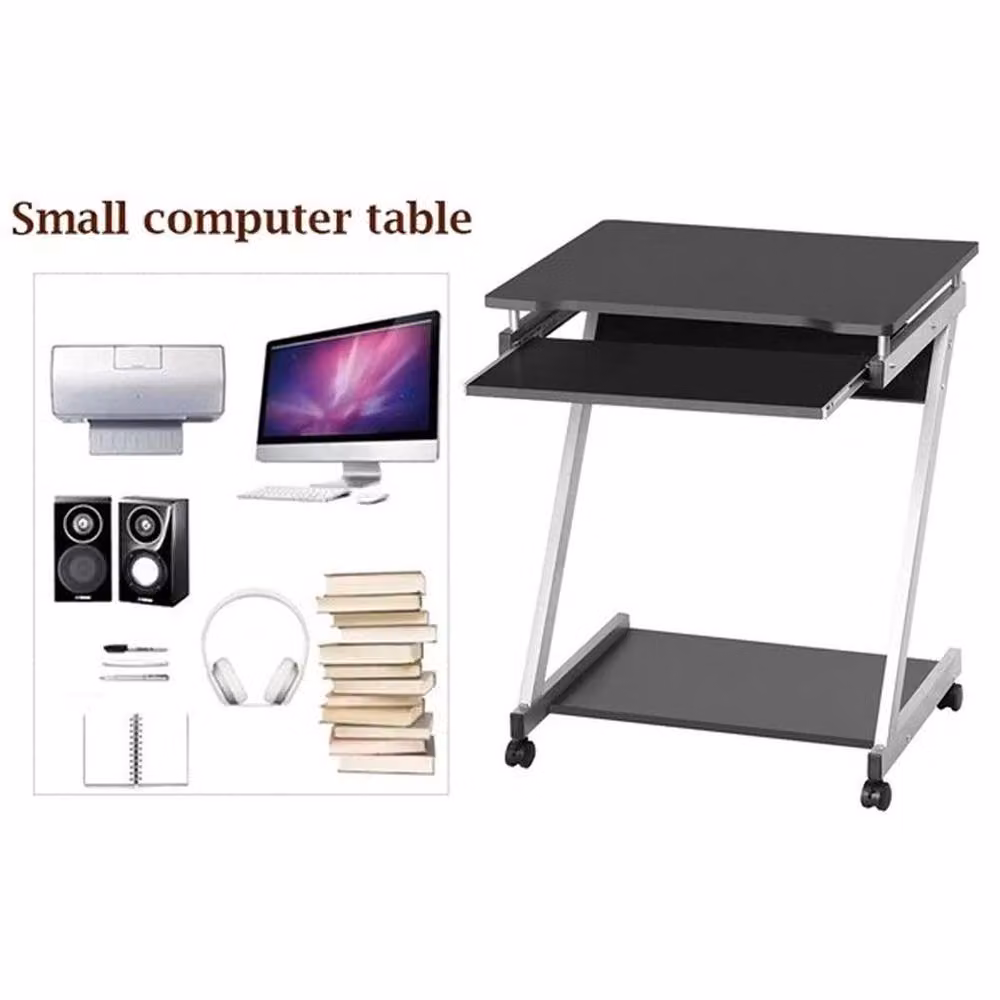 EONLION Black Z-Shaped Computer Desk with Wood MDF Surface, W: 100 cm, H: 74 cm – 3