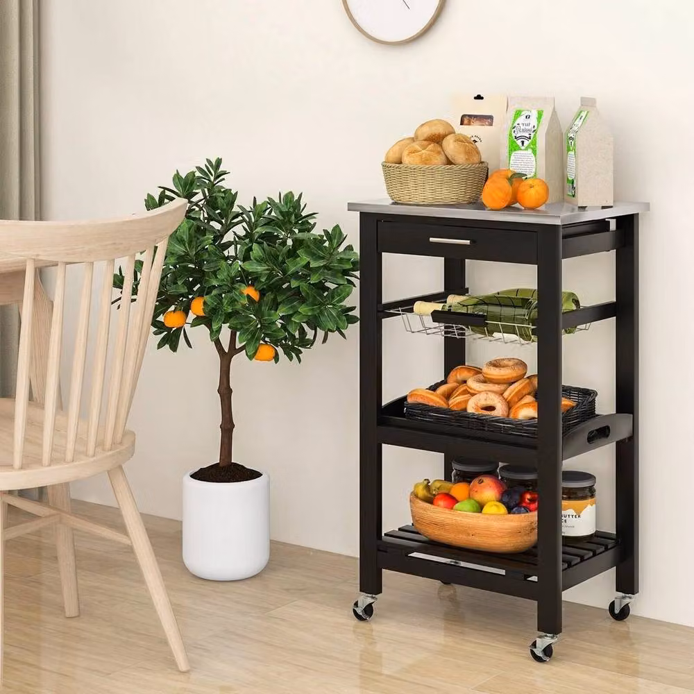 SPETLEK Black Wheeled Kitchen Storage Trolley Cart Cupboard Island – 3