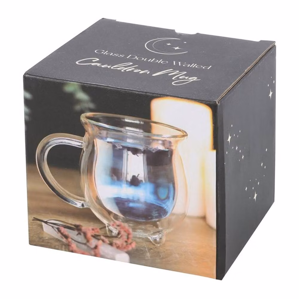 Uniqueful Transparent Double Walled Glass Cauldron Mug, 270ml – 3