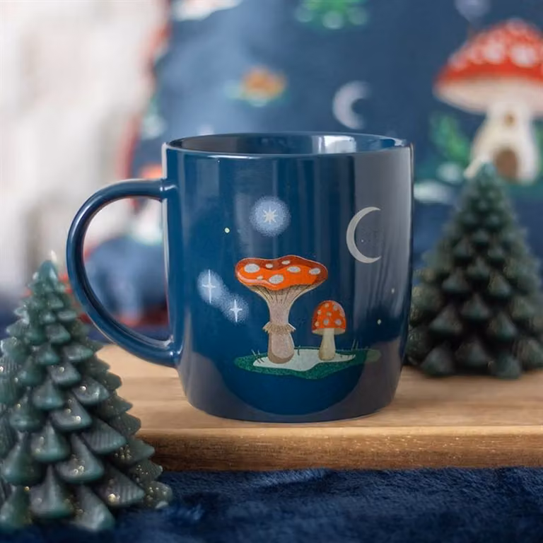 Uniqueful Gnome Sweet Gnome Mushroom Mug in Blue, 350ml