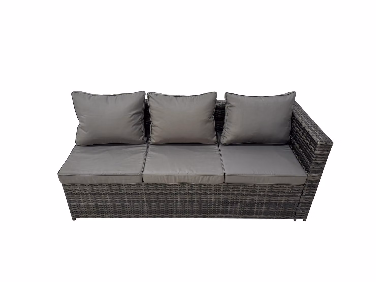 Fimous 7-Seater Rattan Garden Dining Set with Side Table in Dark Grey