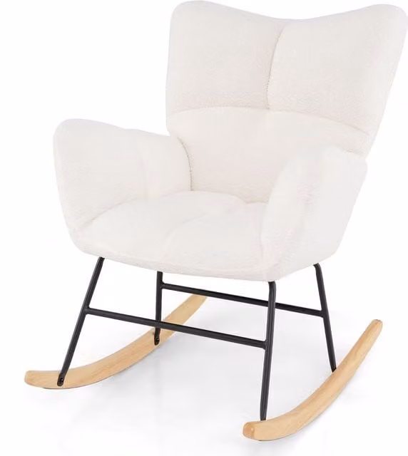 Costway White Teddy Fleece and Bouclé Fabric Upholstered Glider Recliner Chair with Armrests