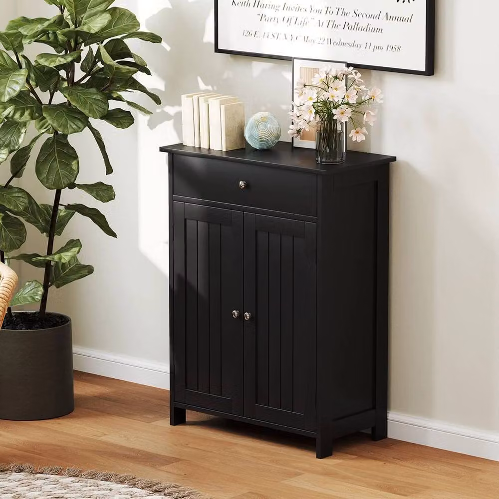 Kelvenix Modern Black Metal Storage Cabinet with Hinged Doors and Internal Shelves – 5