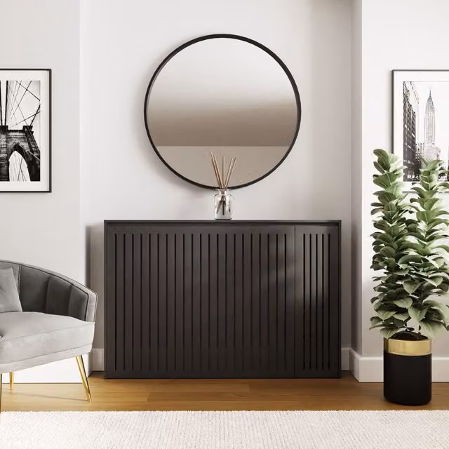 GFW Cooper Storage Radiator Cover in Matt Black W/D/H: 95.0 x 141.0 cm