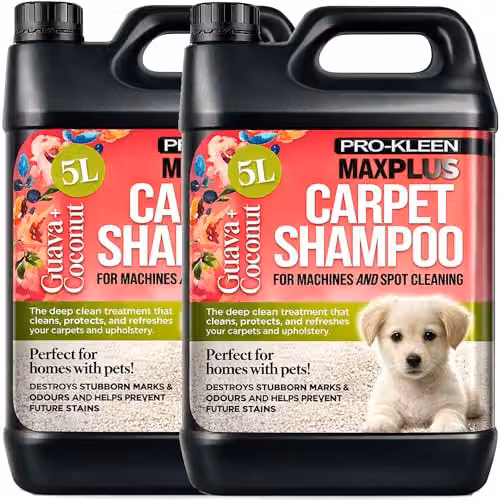 Pro-Kleen MAXPLUS Carpet Shampoo and Upholstery Cleaner, Coconut and Guava, 2 x 5 l