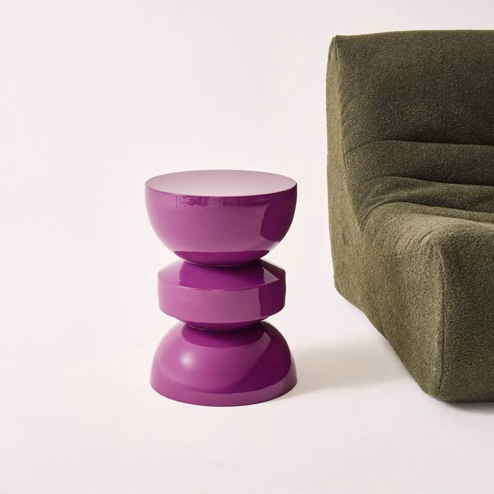 sweeek Round Metal Coffee Table, Side Table or Bedside Table with Glossy Purple Finish, W/D/H: 44.5 x 44.5 x 75 cm – 4