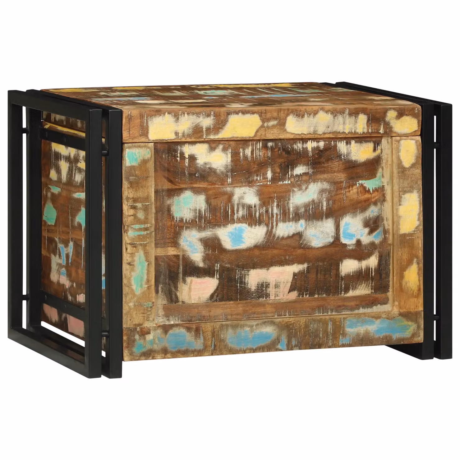 Berkfield Home Vintage Multicolour Storage Box in Solid Reclaimed Wood, W/D/H: 60 x 40 x 41 cm – 3