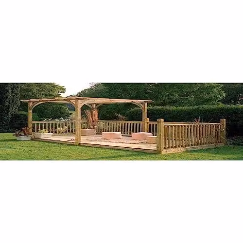 Forest Garden Ultima Pergola and Patio Decking Kit in Brown Wood – 1