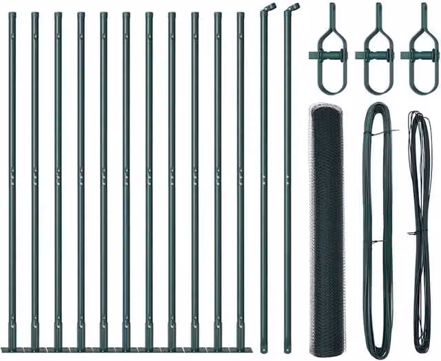 Berkfield Home Galvanised Steel Fencing Set of 2, Dark Green, W: 1 m, H: 25 m
