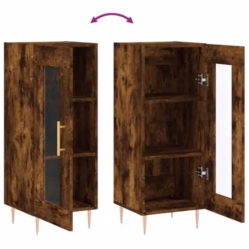 vidaXL Sideboard in Smoked Oak, Brown Engineered Wood with Glass, W/D/H: 34.5 x 34 x 90 cm – 4