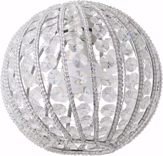 ValueLights Modern Ornate Round Ceiling Pendant Shade with Clear Acrylic Jewels in Silver