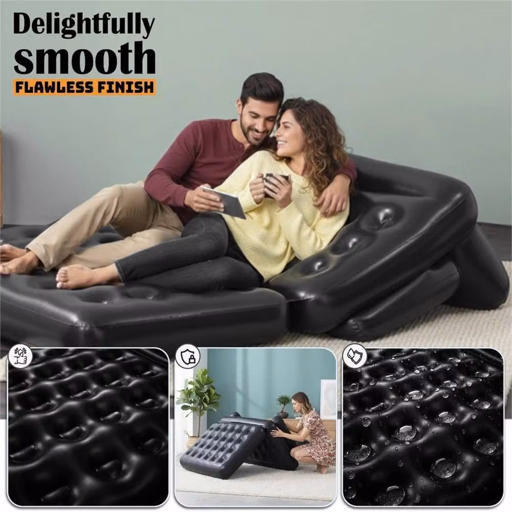 Nordara 5-in-1 Fast Inflatable Double Sofa Mattress in Black, W: 100 cm, H: 15 cm, D: 15 cm – 3