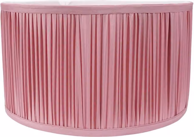 ValueLights Jess Large Fabric Ruched Cylinder Lamp Shade with LED Bulb, Blush Pink