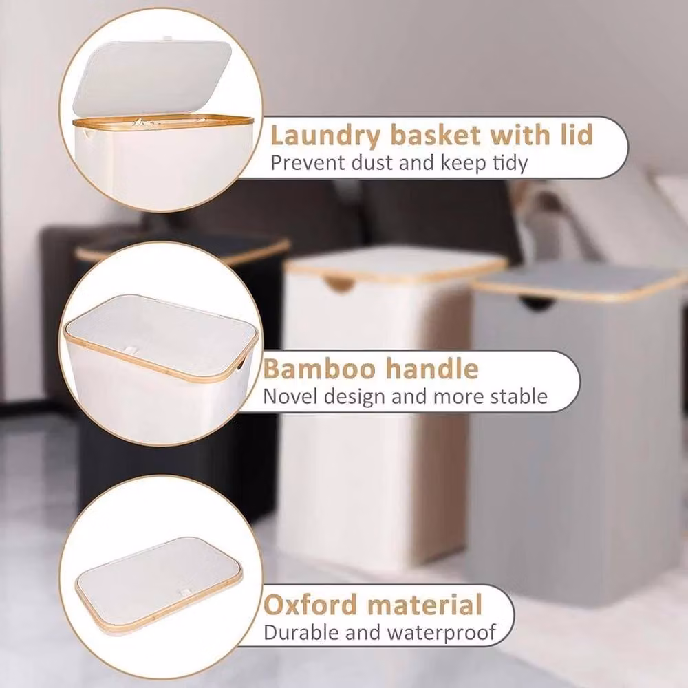 FLAVORA Collapsible 150L Washing Basket in Beige – 4