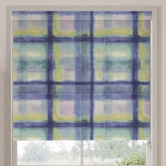 Bluebellgray Heather Tartan Blackout Made To Measure Roller Blind in Black, Purple and Multicolour Checked Polyester
