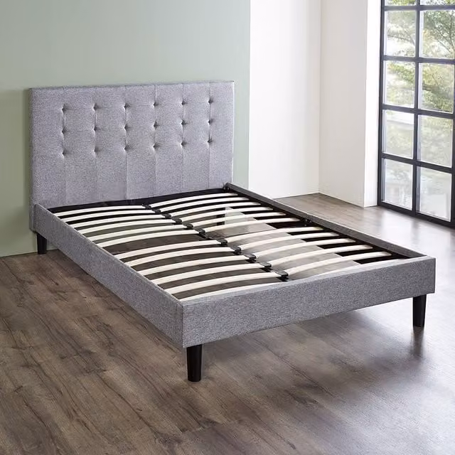 Home Treats Modern Upholstered Double Bed Frame in Grey, W/D/H: 140 x 200 cm