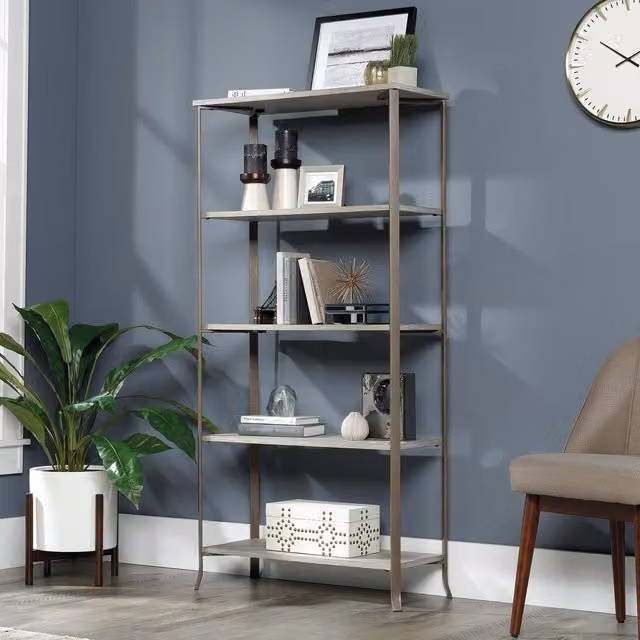 Teknik City Centre 5 Shelf Bookcase in Beige Metal