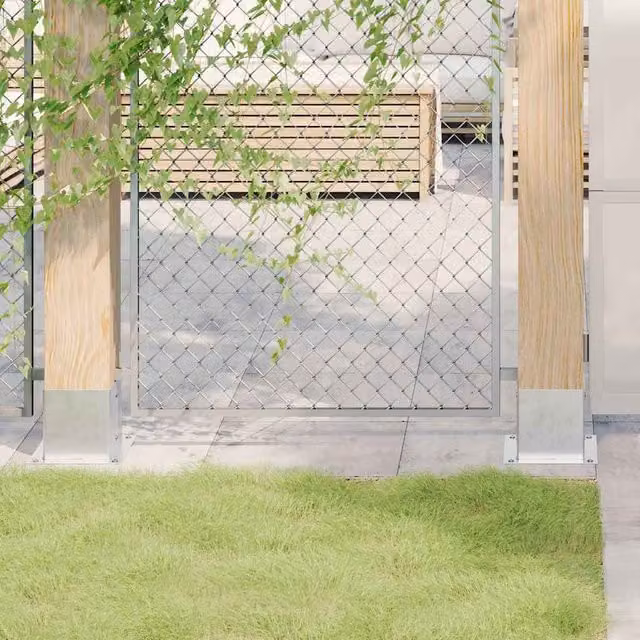 Berkfield Home Square Post Bases, 4 Pack, Silver Galvanised Steel, 14.1 x 14.1 cm – 1