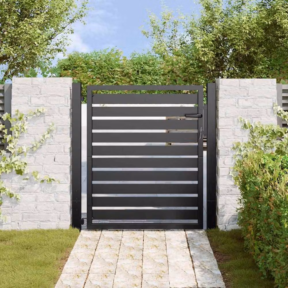 Berkfield Home Lockable Black Aluminium Garden Gate, W/H: 100 x 100 cm – 3