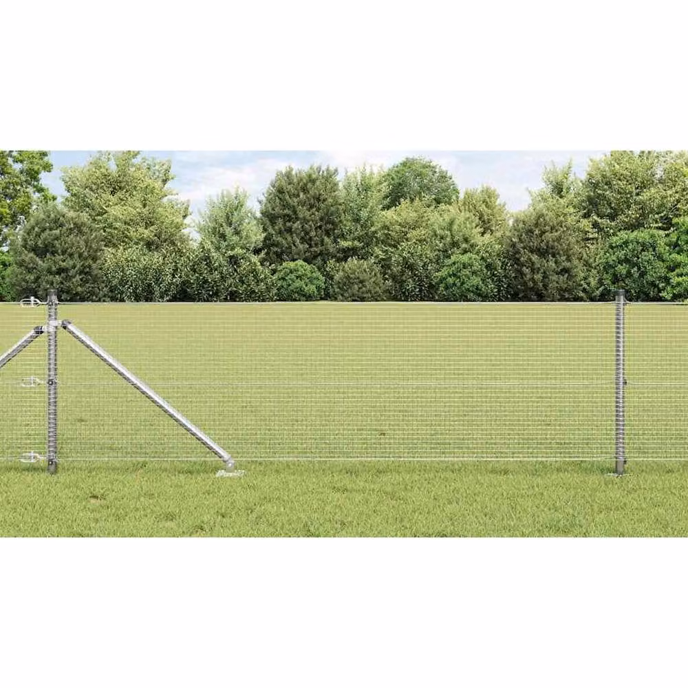 Berkfield Home Modern Welded Wire Fence with 13 Spike Posts, Galvanised Steel, Silver, W: 40 cm, L: 100 m – 2