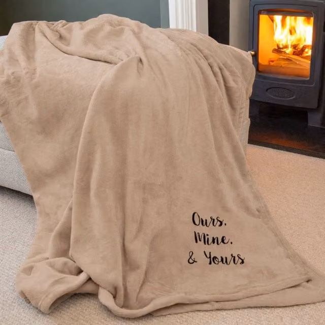 Duncan Stewart Personalised Ultra Soft Fluffy Polyester Blanket Throw in Beige – 1