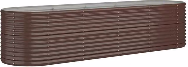 Berkfield Home Garden Powder-coated Steel Raised Bed in Brown, W/D/H: 296 x 80 x 68 cm – 1