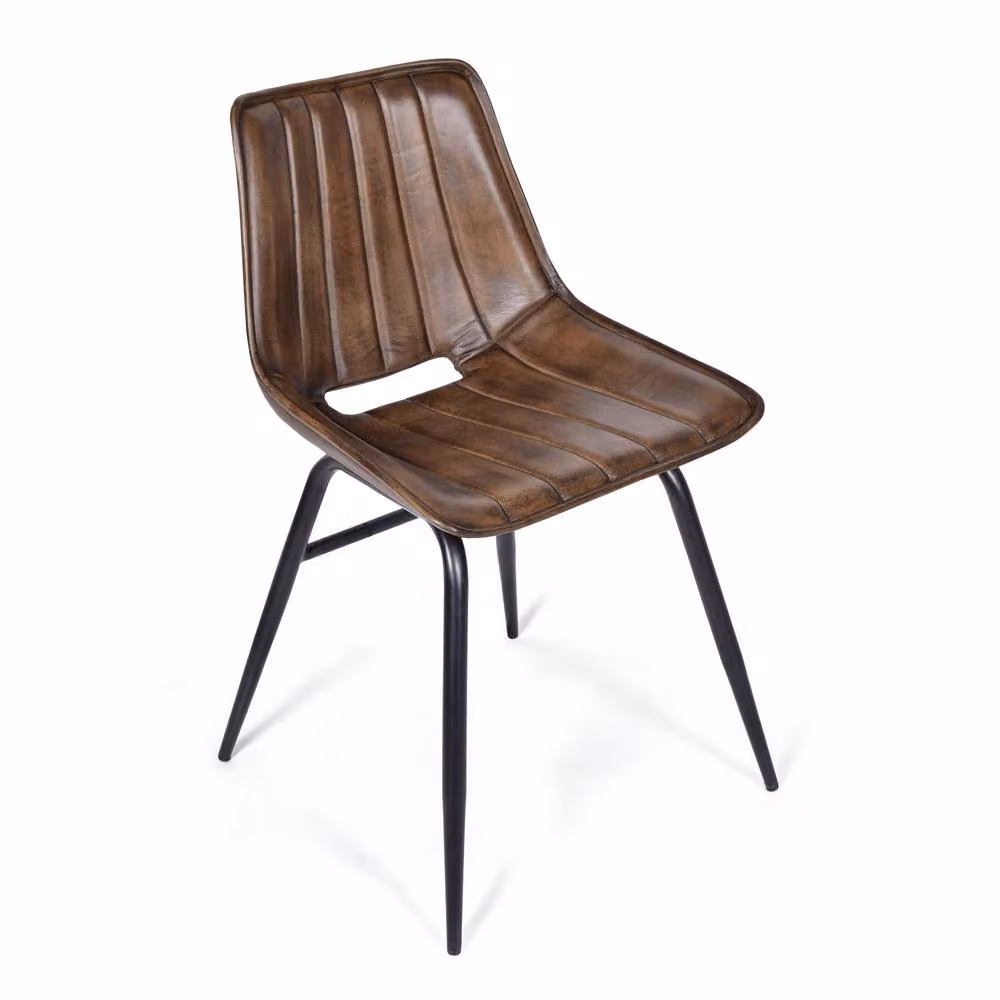 Elm Home And Garden Genuine Leather Kitchen Dining Chair in Tan Brown – 2