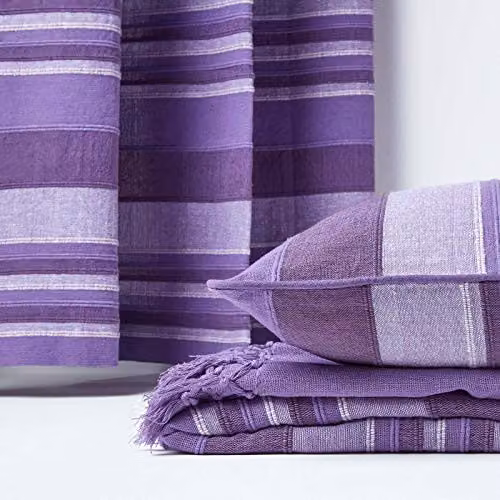 Homescapes Moroccan Striped Woven Cotton Throw in Purple, W/D/H: 150 x 200 cm – 4