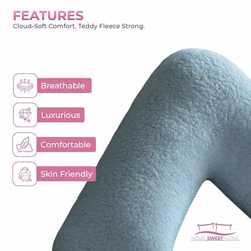 Home Sweet Home UK Teddy Fleece V Shaped Pillowcase in Blue – 3
