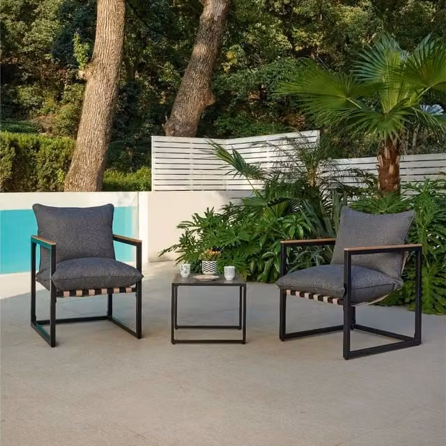 GRS Alhambra Balcony Garden Furniture Set in Dark Grey Metal