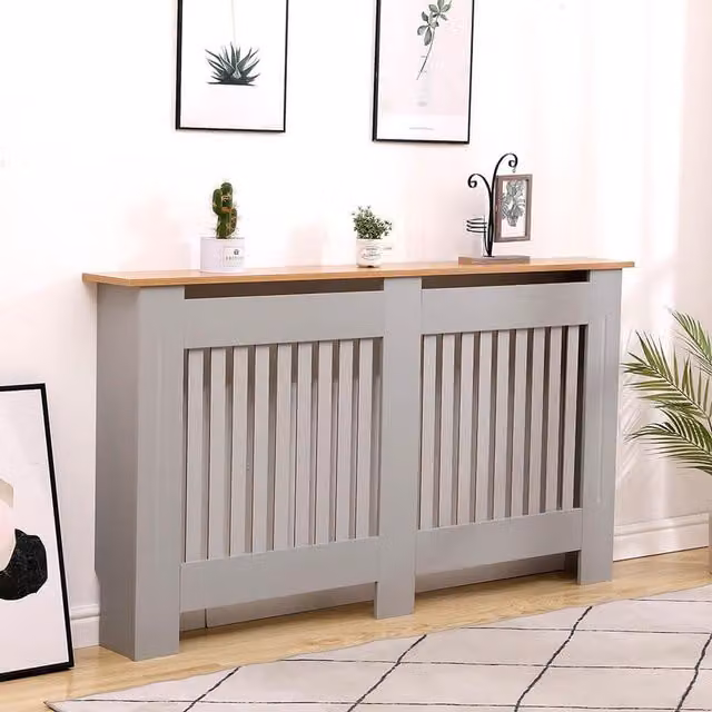 Home Source York Large Oak Radiator Cover in Grey and Oak